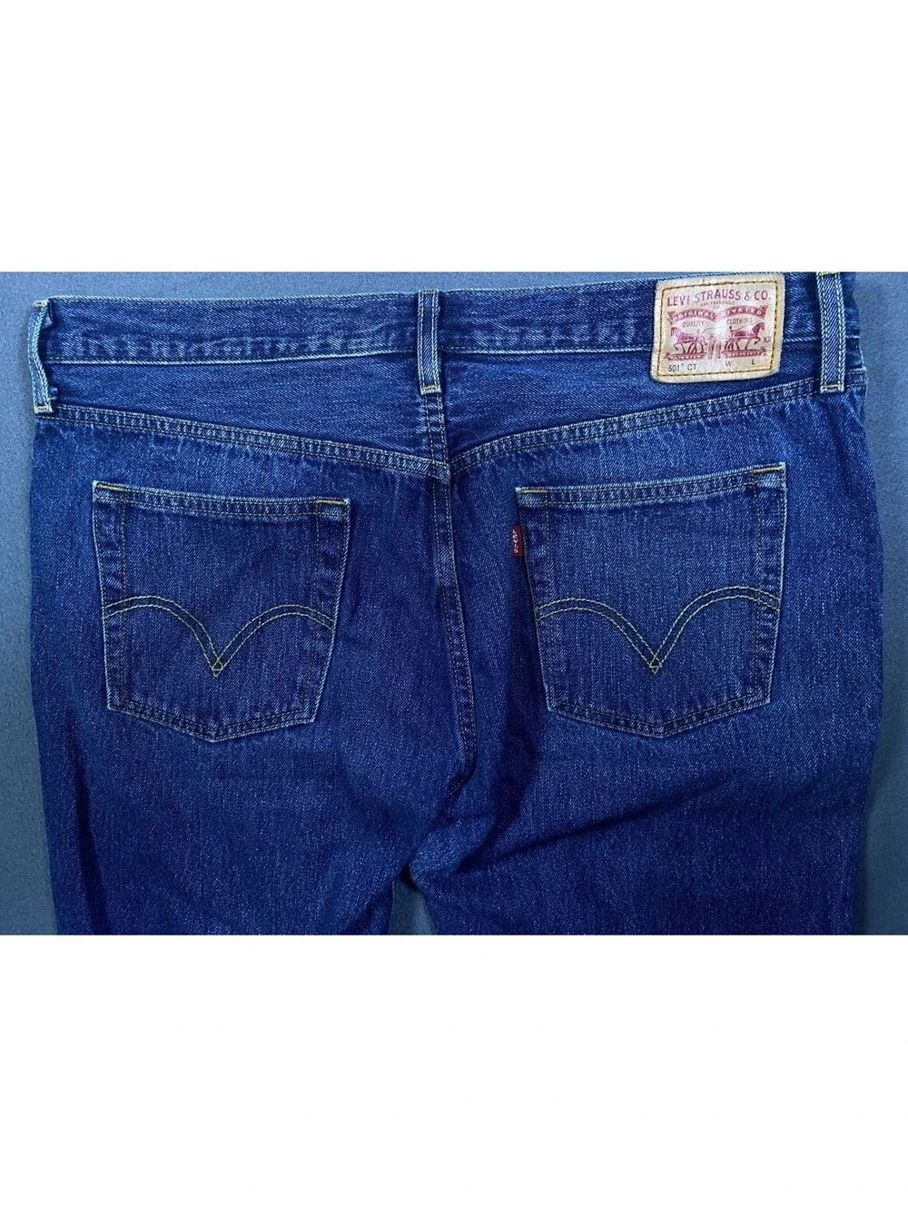 Levis 501 CT Jeans Medium Wash Button Fly 36x27 Custom Tapered Classic Whiskered